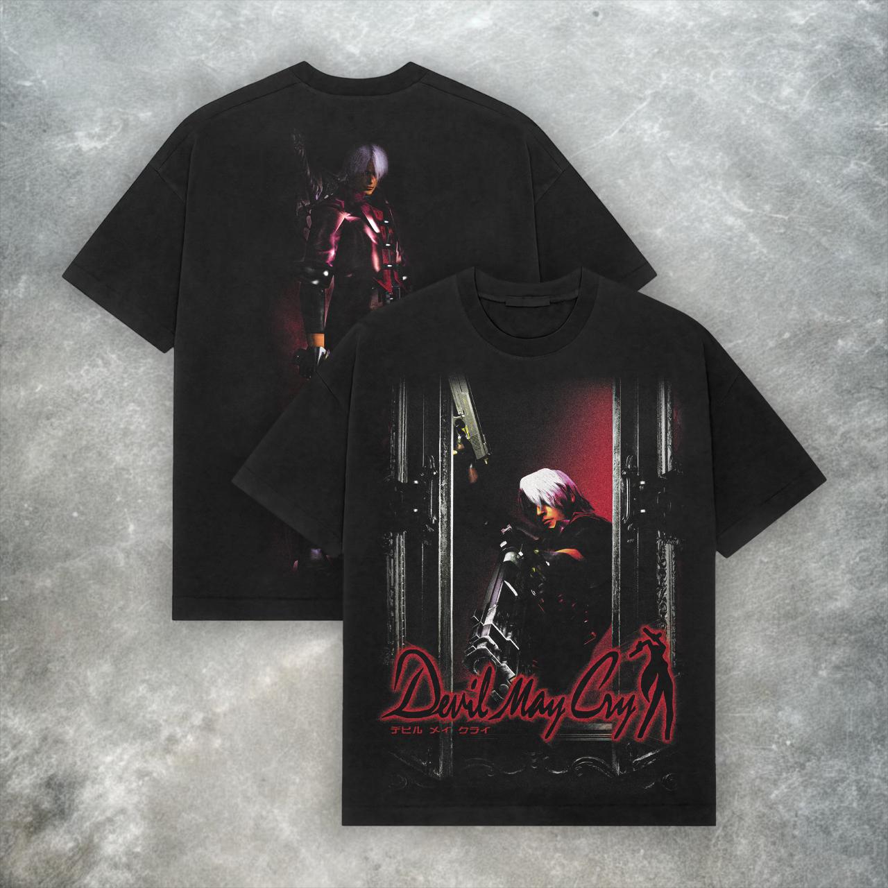 

Футболка Devil May Cry Ретро Y2K футболка для видеоигр Готическая уличная одежда Повседневная свободная футболка для пар на все сезоны 4XL