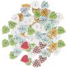 100Pcs Leaf Shaped Painting Buttons Mixed Wood Craft Buttons Assorted Bulk Buttons for DIY