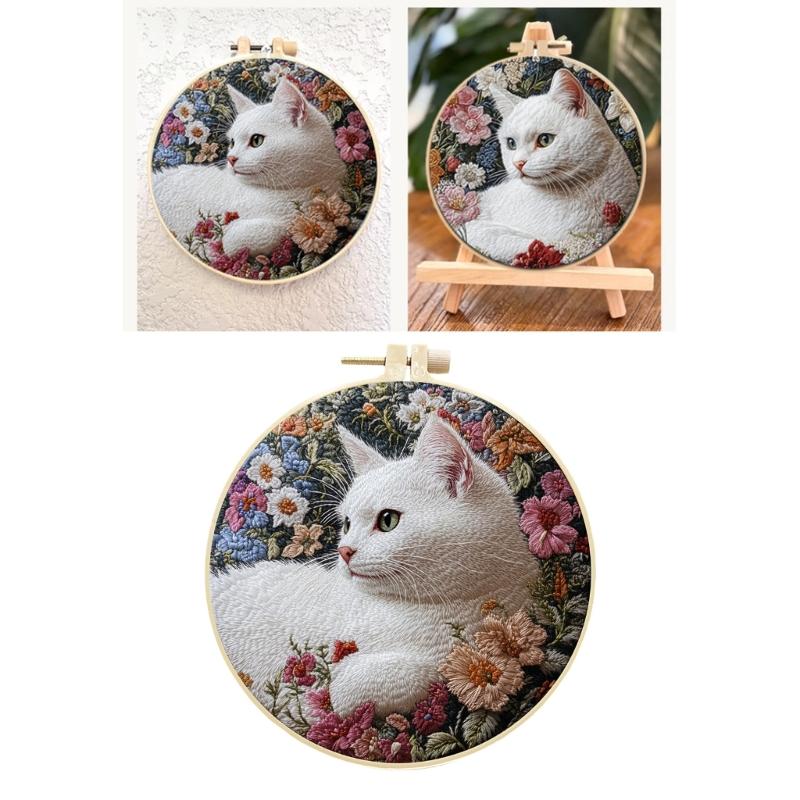 Entspannendes Handarbeits-Set für Katzen Stickerei Enthält Materialien und Anleitungen für Alle