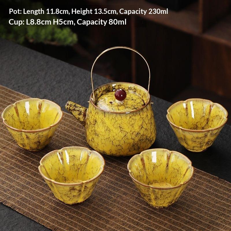 

Kiln Change Teapot Handled Pot Ceramic Teapot 1 Pot 4 Cups 5 Colors Home Tea Kettle Large Capacity Water Pot 2026 New Arrival