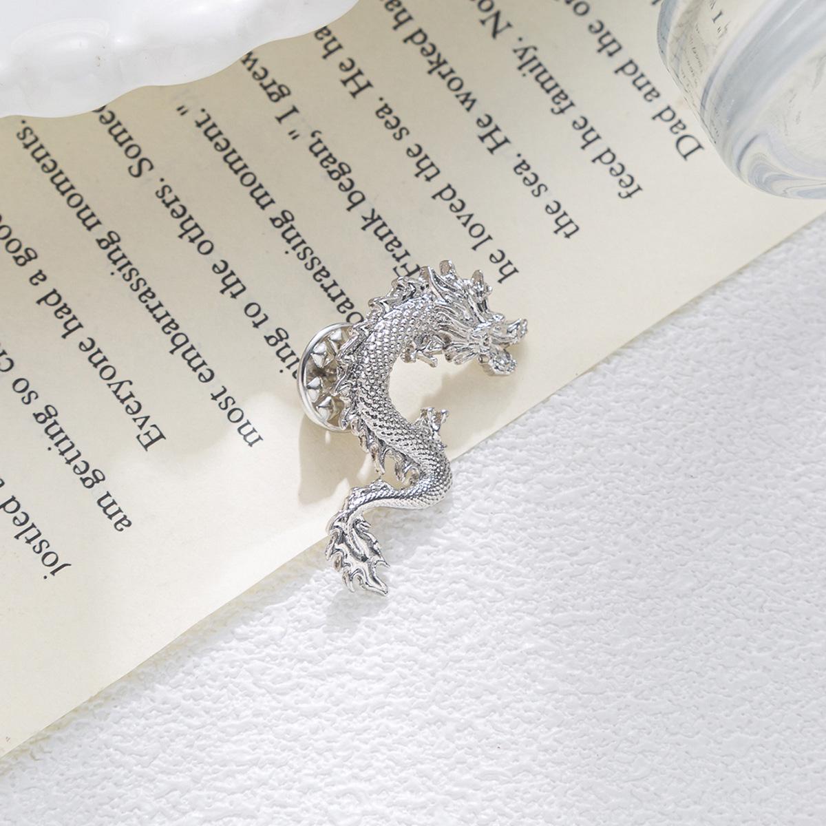Chinese Dragon Zodiac Brooch - Men s Unique Totem Pin  Fashion Suit Accessory