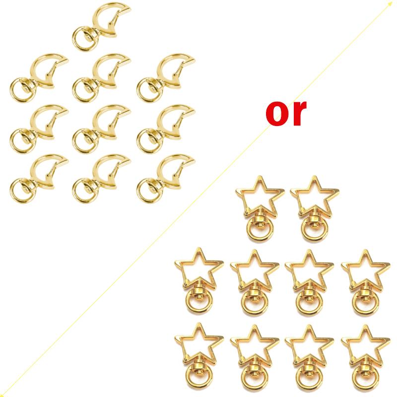 Set of 10 Metal Lobster Claw Clasps Star keyring /Moon Hook Lanyard Clip DIY Supplies Jewelry Making Keychain