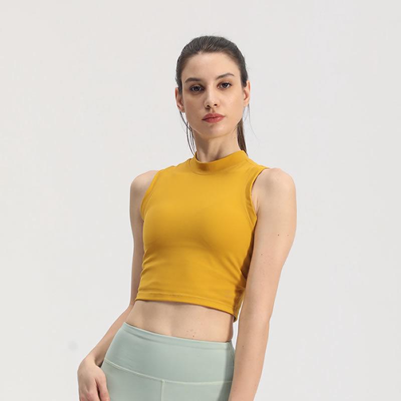 Women's Summer Solid Color Sleeveless Yoga Vest - Sexy, Tight-Fitting, Round Neck Sports Top