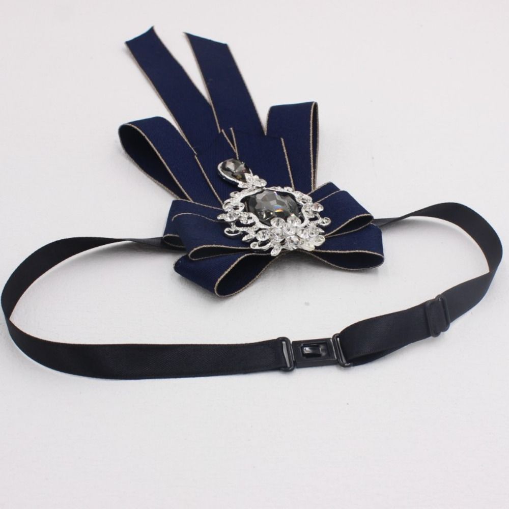 Rhinestone Ribbon Bowtie Ribbon Ribbon Bow Brooch Retro Bow Tie For Men and Women