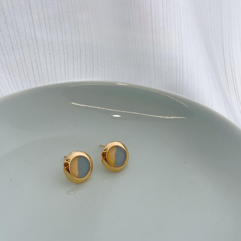 Opal Saplama Küpeler Kadınlık Mini Kompakt Küpeler Premium Yuvarlak Küpeler