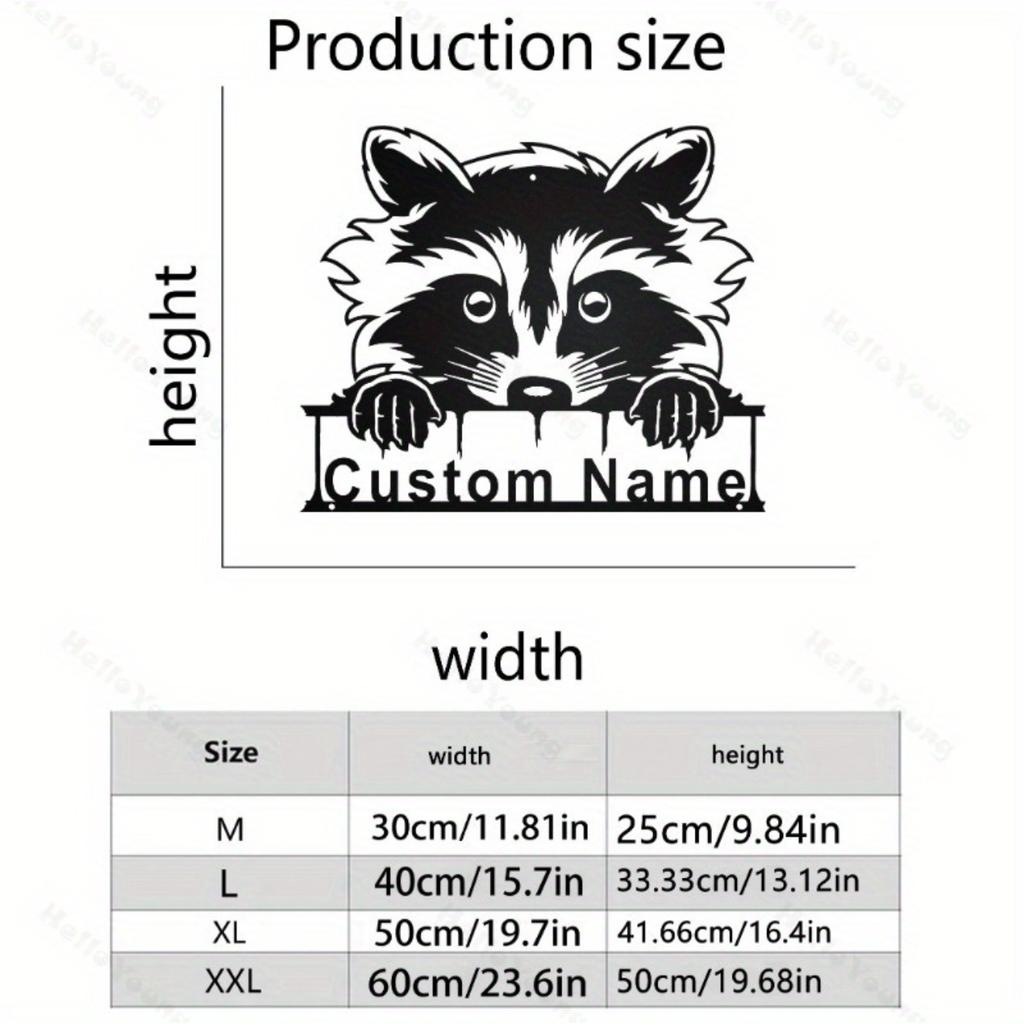 Personalized Raccoon Metal Wall Art, Custom Family Name Sign for Home Kitchen Garden Decor