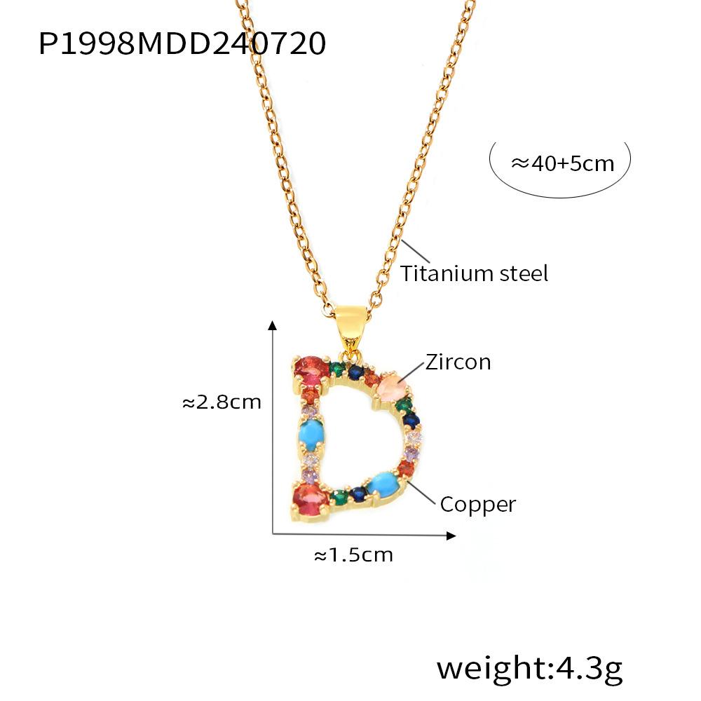 Zircon colorat cu microincrustație de cupru 26 de litere englezești, pandantiv individual personalizat, nișă, lanț clavicular hip-hop