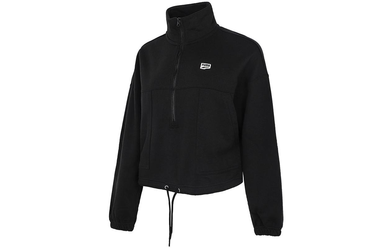 PUMA Sweatshirts Women s Black Stand Collar Moderate Regular 533051-01 L