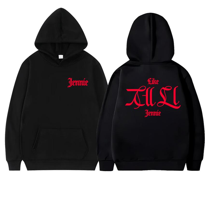 

2025 New in Like JENNIE Ruby Album Single Double Sided printed Hoodie Unisex fashion Y2k pullover Men women Fleece Sweatshirt XL