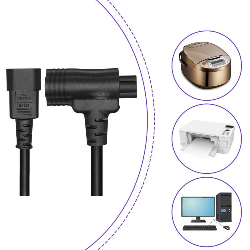 Heavy Duty Flexible Extension Cable C14 to 5-15R Power Cord For Home Office Electronics Computer Power Adapter Cord