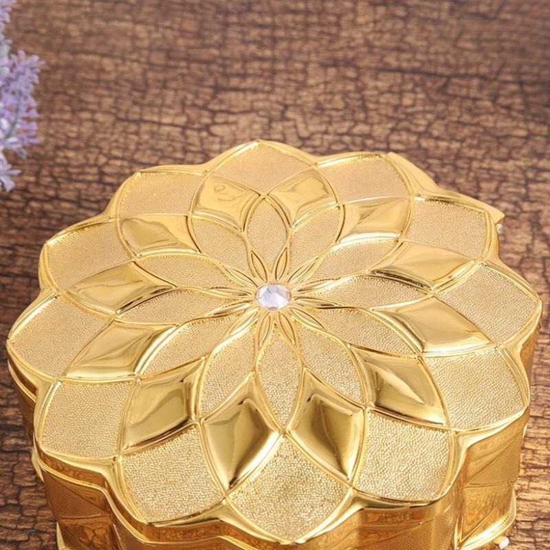 Mini Bracelet Storage Box Jewelry Organizer,Inlaid Gem Circle Golden Enamel Alloy Ring Storage Jar Dresser Display Couple Gifts