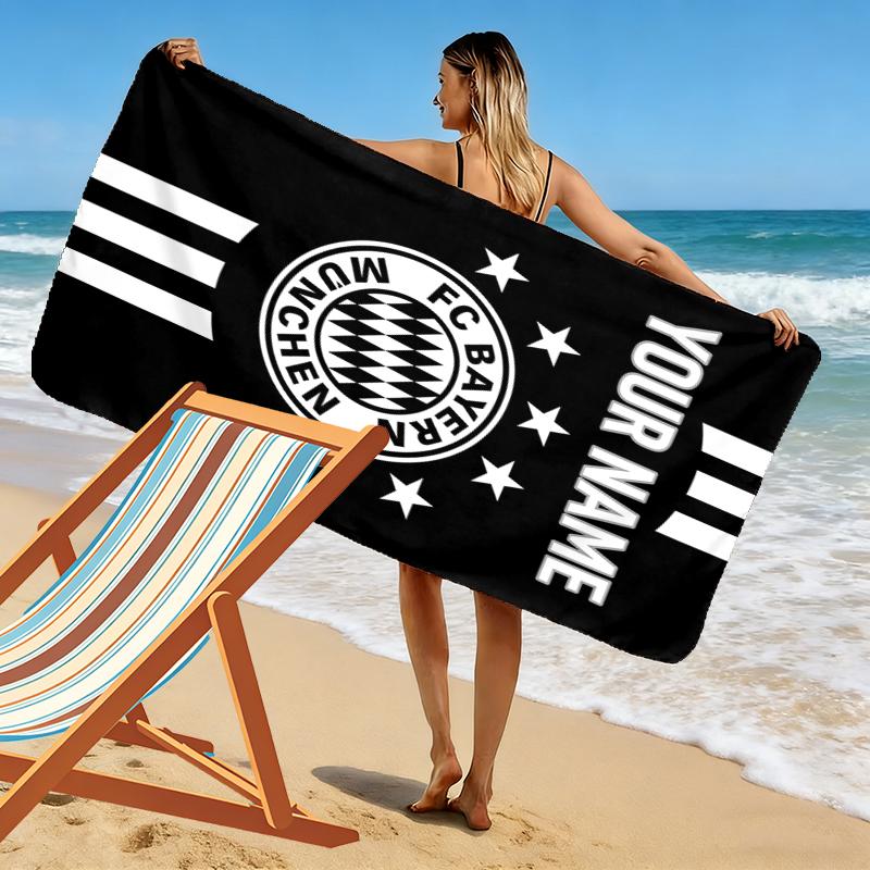 Custom Name Bayern Munich Print Beach Towel, Large Soft Quick Dry Towel for Beach Camping Swimming