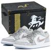 Air Jordan 1 Gray Mist Language Slip Resistant Abrasion Resistant Low Top Vintage Basketball Shoes Women's Gray DC0774-105(Team96-S-BOX)