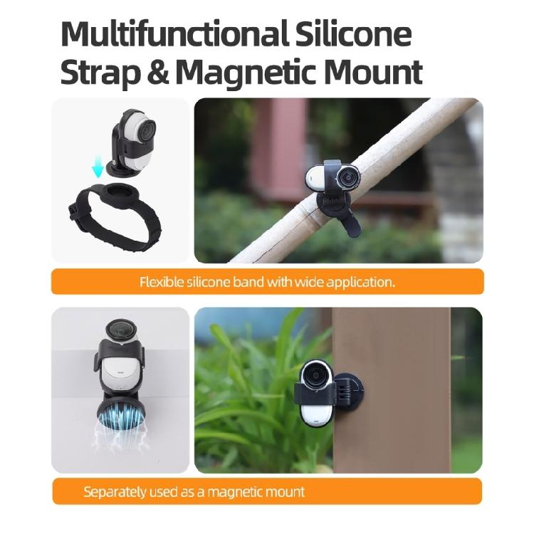 Flexible Action Camera Wristband with Magnetic Stand, 360 Degree Rotation Silicone Straps for GO 3 GO 3S Camera