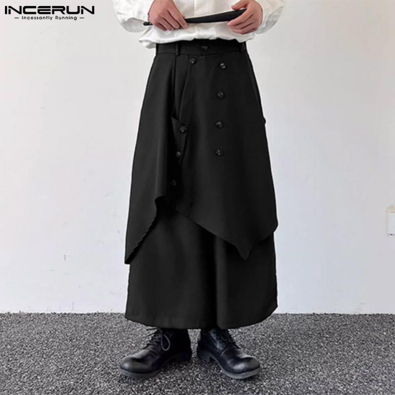 INCERUN Мужские многослойные укороченные классические брюки с высокой ...