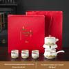 Chaxun Chinese Coarse Pottery Semi-Automatic Tea Set with Green Mountain Design