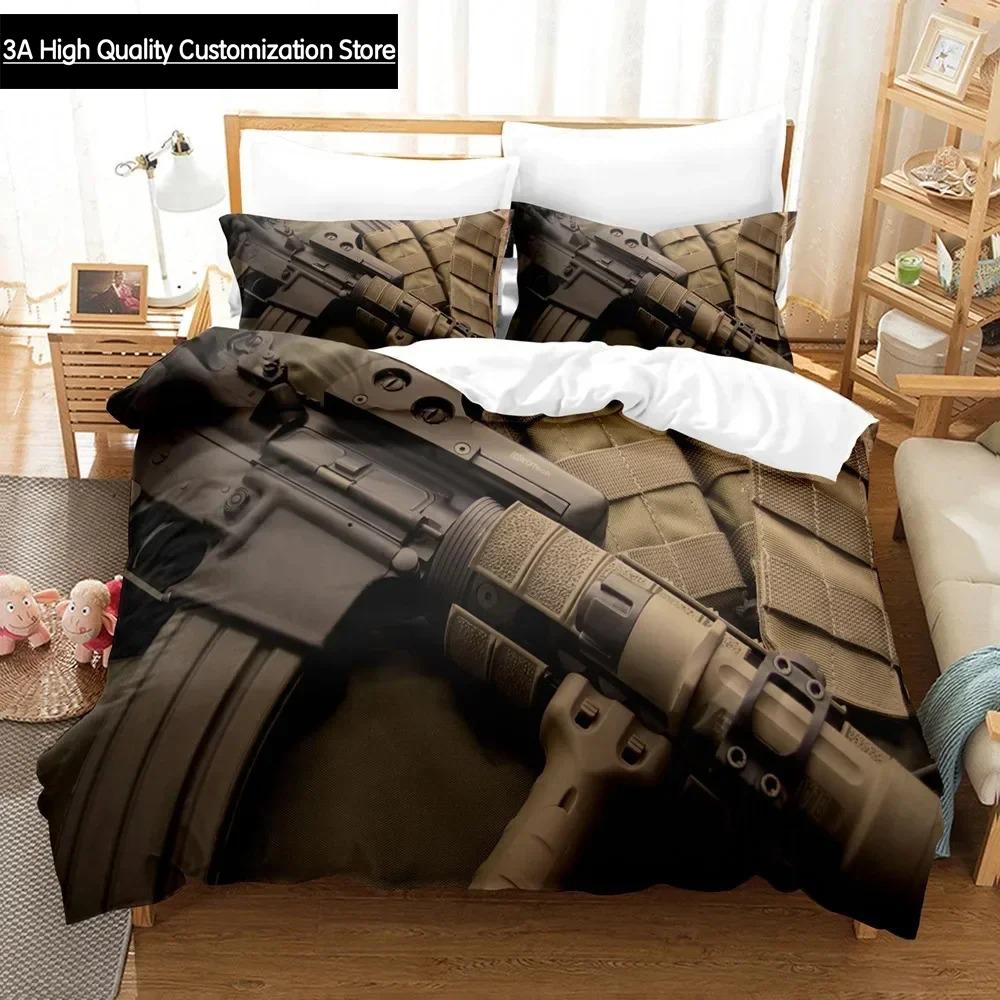 Gaming AK 47 Bedding Set Single Twin Full Queen King Size PUBG Bullet Bed Set Aldult Boys Bedroom Duvetcover Sets 3D Print 025