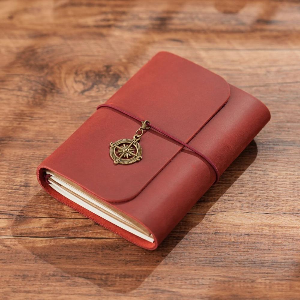Handmade Retro Passport Travel Notebook Refillable Design Genuine Leather Sketchbook Tri-fold Loose-leaf Pages Pocket Notebook