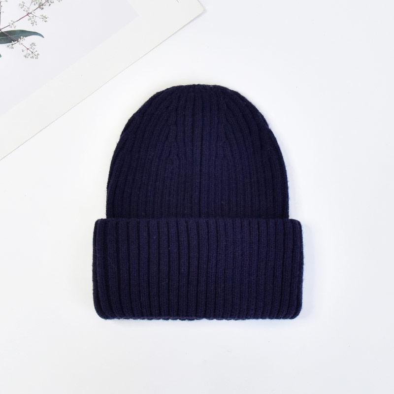 Winter Knit Beanie Hat Unisex  Custom Logo Ribbed Wool Knit Beanies Winter Luxury Warm Cuffed Beanie Hat for Women Men
