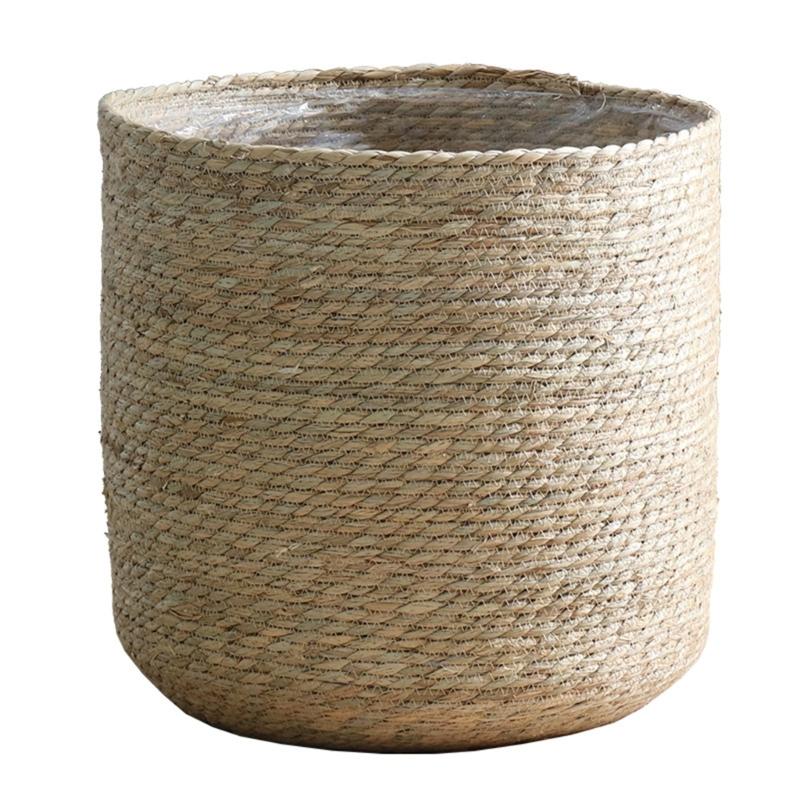 Flower Pots Cover Storage Basket Plant Containers Hand Woven Basket Planter with Plastic Liners for Outdoor Garden