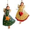 Pack of 4 Retro Iron Angel Girl Ornament Bucolic Christmas Decorations for Homes Holiday Party Hanging Decors