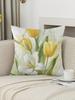 pc Minimalist Botanical Pillow Cover Polyester D DoubleSided Print Soft Watercolor Tulip  Leaf Design Neutral Scandinavia