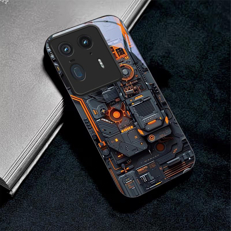 Mech Circuit Core Black Glass Phone Case For Motorola Moto Edge 70 60 Fusion 50 Ultra 40 Neo 30 Pro 20Lite 60s 50Neo Black Cover