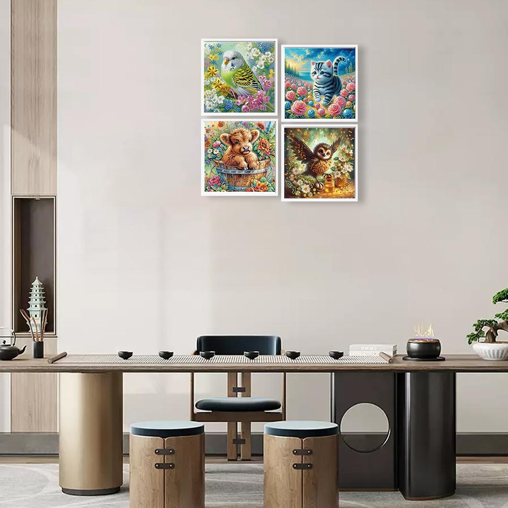 T0# 4pcs 5D DIY Partial Special Shaped Drill Diamond Painting Animal Decor 40x40