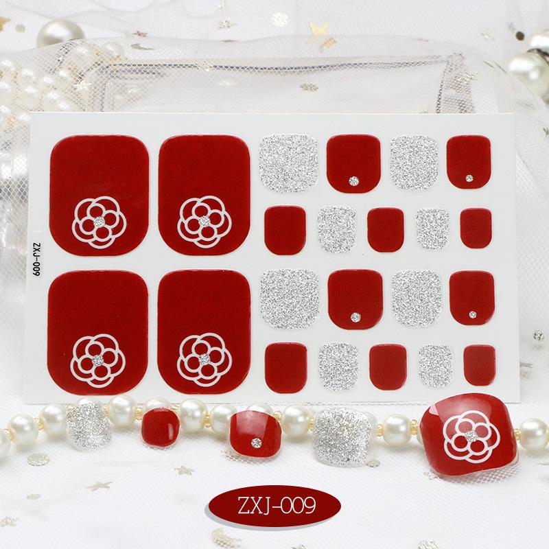 New Summer Foot Stickers Waterproof Beach Toe Nail Stickers Girls Simple Little Chrysanthemum Nail Stickers