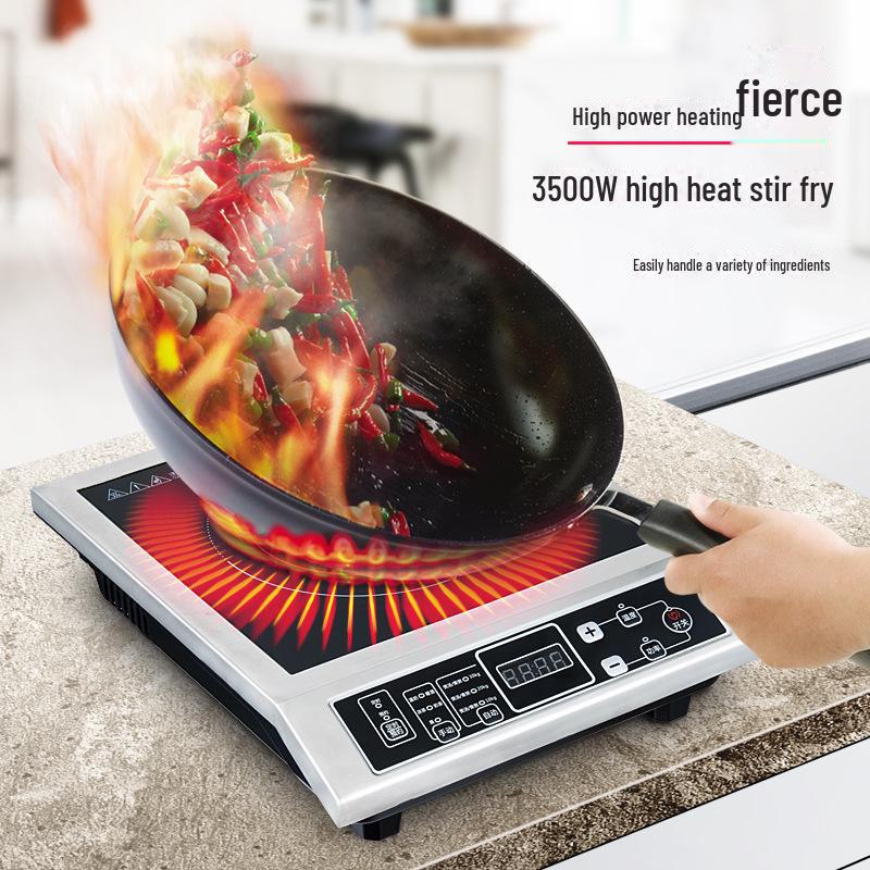 4G Life 3500W High-Power Induction Cooker: Stainless Steel Flat Desktop with Button Control for Home & Commercial Use