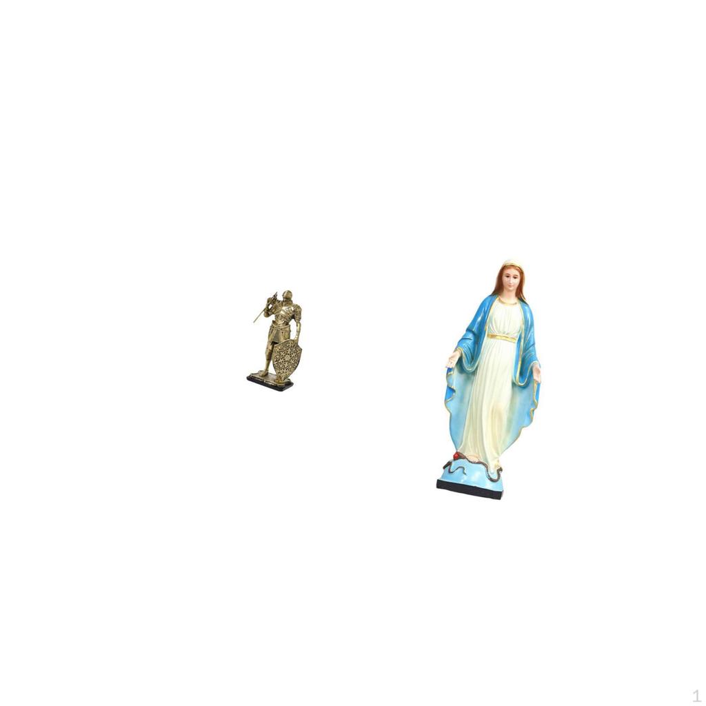 Graceful Knight Lady Resin Sculpture Abstract Nordic Art Mary Religious Figurine for Desk Cabinet