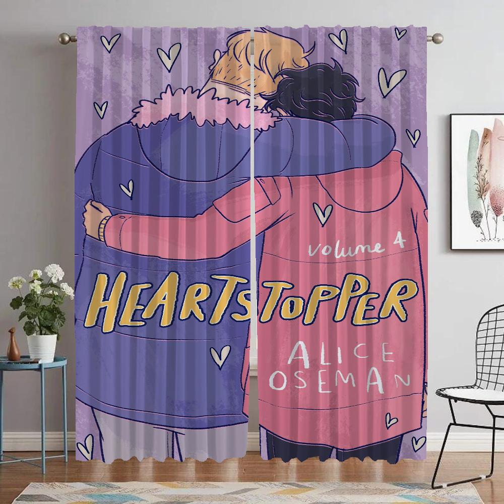 Heartstopper Kitchen Curtains for Living Room Curtain Shades Partition Tulle for Bedroom Halloween Decoration Curtains 2 Pieces