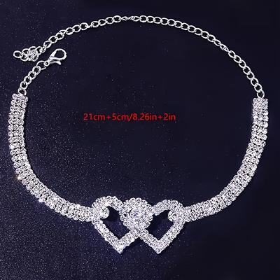Charm Crystal Zirconia Anklets Sparkling Gift. Featuring Adjustable Shining With Water Drill Design A Set Of A Perfect Tennis Anklets Ankle Bracelets