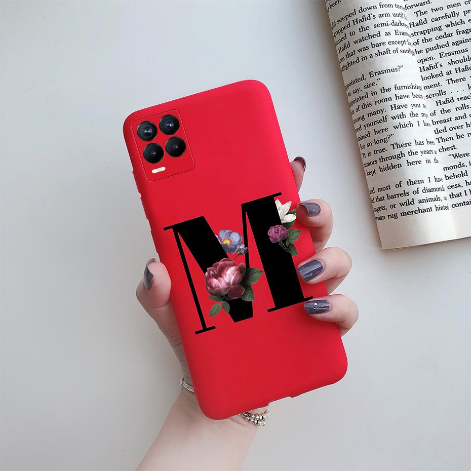 For Realme 8 Pro Case Silicon Soft Letter Monogram Flowers Phone back cover For Oppo Realme8 4G RMX3085 Realme 8 Pro Bumper Case