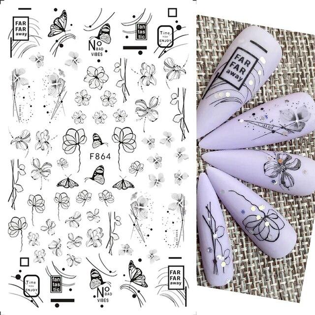 3D lepidlo Květiny Nálepka na nehty Tulipán Okvětní lístky Javor Růže DlY Voděodolné Obtisky na nehty Doplňky pro zdobení nehtů Dekorace na nehty