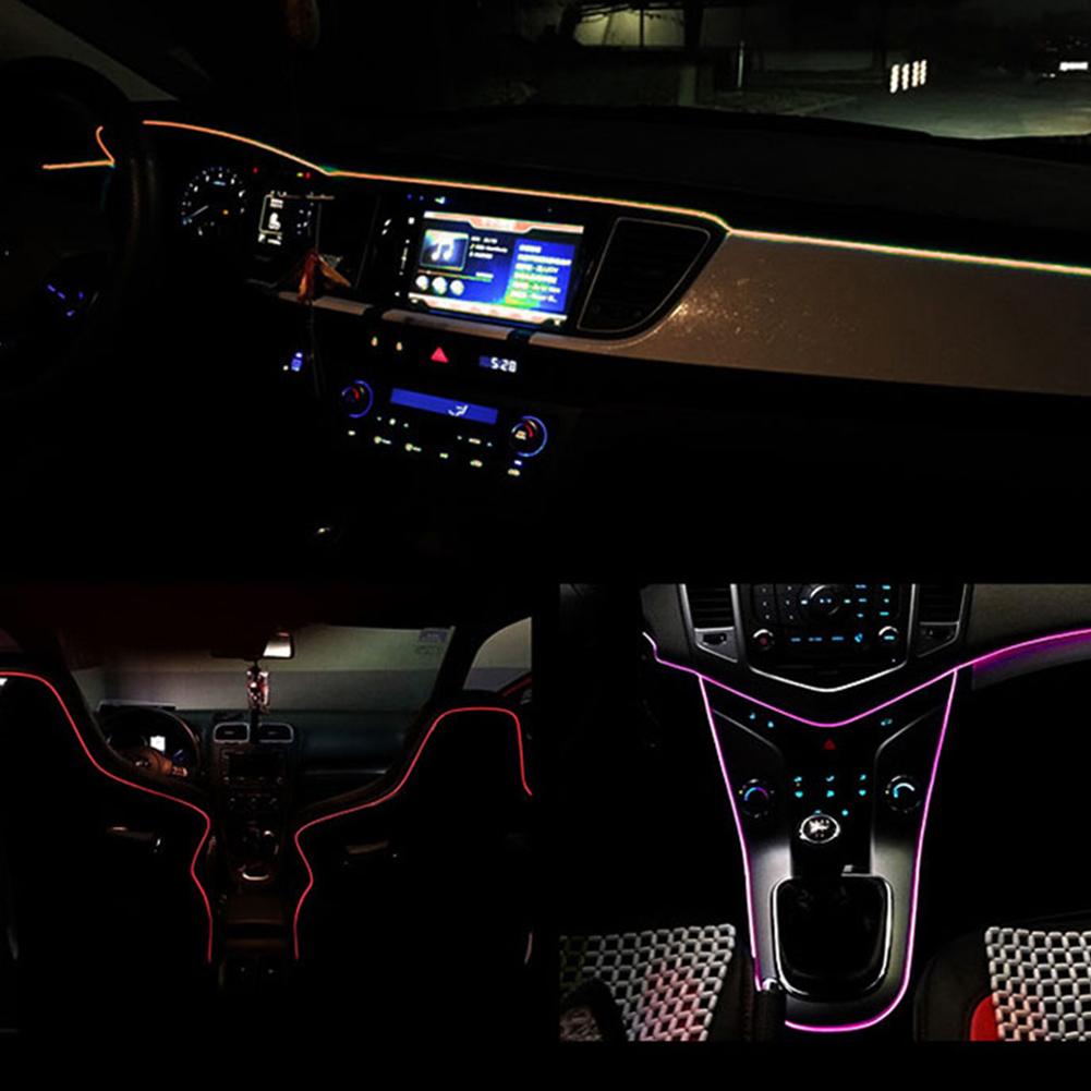 5M Flexible Neon Light Car EL Wire Rope Tube LED Strip Waterproof Party Decor Lamp With 12V Controller