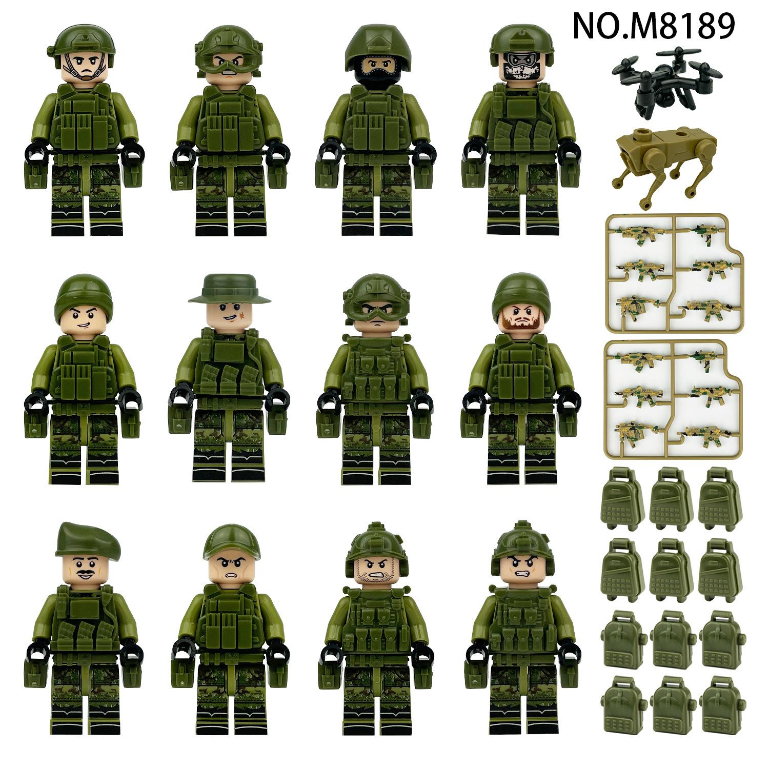 

12 шт. Серия «Военные» игрушки-конструкторы «Солдат джунглей и поля»