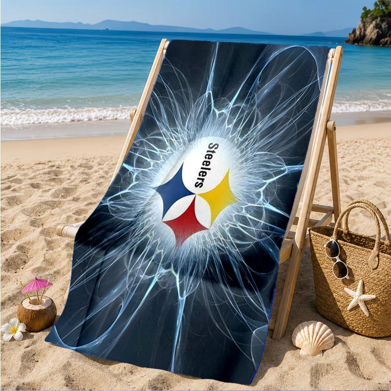 Asciugamano da Spiaggia Logo Pittsburgh Steelers, Asciugatura Rapida, Facile da Curare, Adatto Sia per il Fitness che per le Vacanze al Mare, Essenziale Sportivo