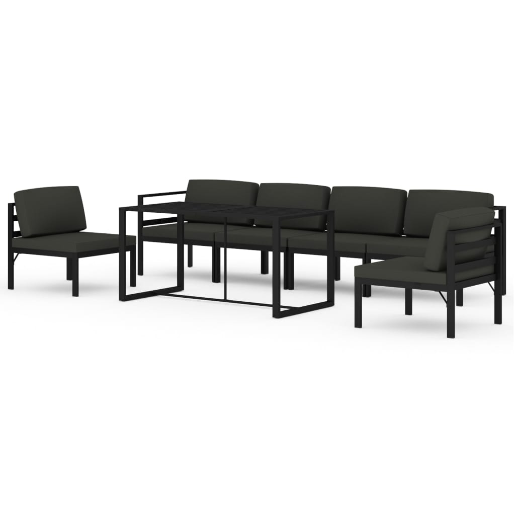 7 Piece Garden Lounge Set with Cushions Aluminum Anthracite