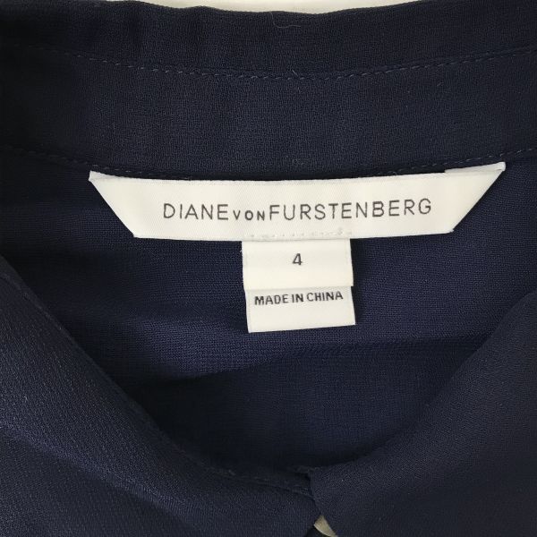 Diane von Furstenberg Sheer Shirt Dress 4 Women XL Navy No Lining Spring Summer Diane von Furstenberg(USED)