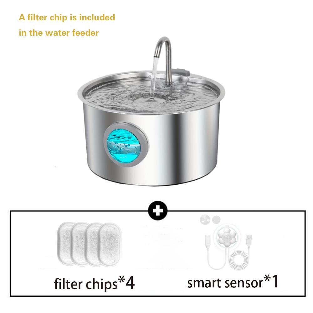 ZYFeeder 2.2L Cat Auto Drinking Water Dispenser Smart Dogs Fountain Pet Water Dispenser Feeder Window Stainless Steel Water Bowl