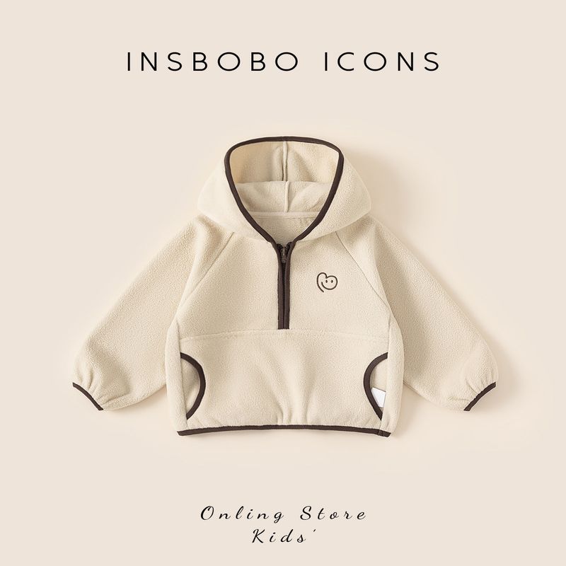Girls  Sweatshirt Early Spring Children s Fleece Stylish Jacket Hooded Top Baby Girl Clothes Spring and Autumn Children s Clothing Rice White 80