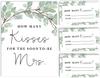 Inkdotpot How Many Kisses for The Soon to Be Mrs Greenery White Bridal Shower Game 1 Sign + 30 Cards