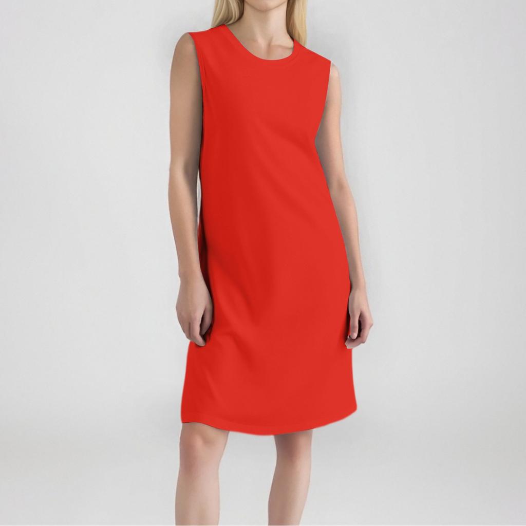 Women's Fashion Casual Color Round Neck Sleeveless Short Dress
