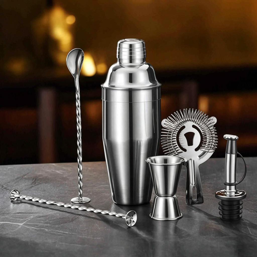 Cocktail Bar Tool Set With Stainless Steel Shaker For Home Entertaining