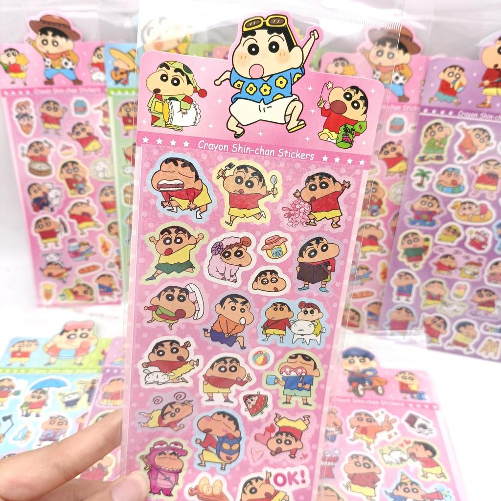 Crayon Shin-chan Stickers, 10 Sheets Cartoon Decals for Kids Scrapbook Journal DIY Craft