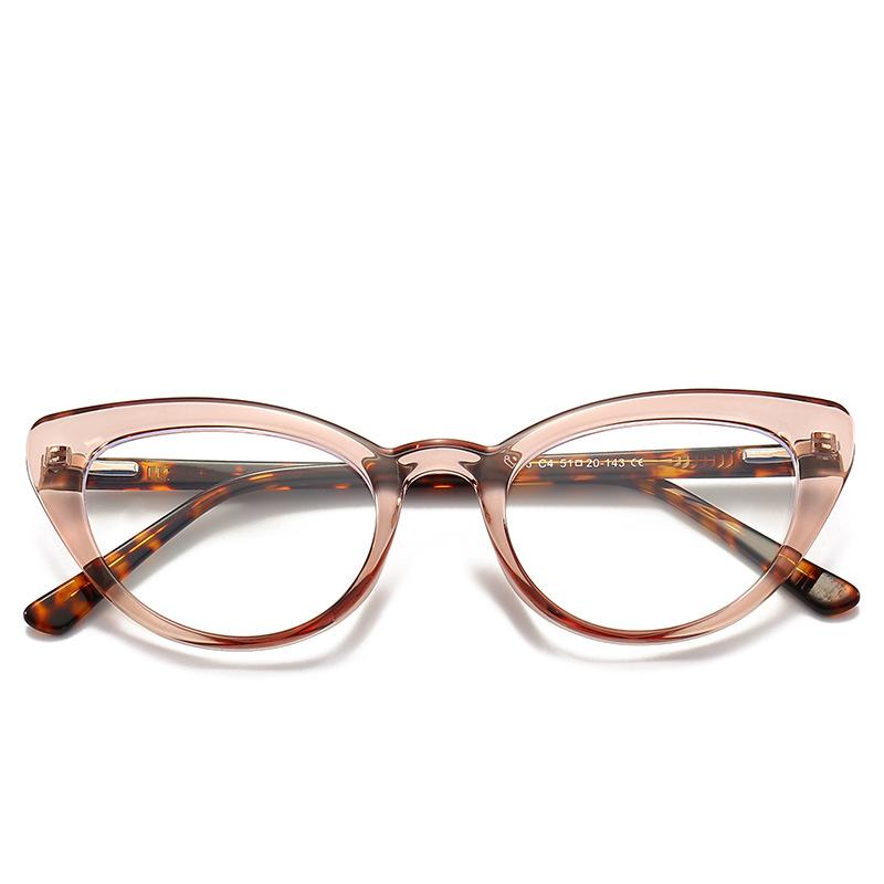 TR90 Cat Eye Glasses for Women Optical Flat Lens Anti Blue Light Glasses Elastic Mirror Legs New Fashion Glasses