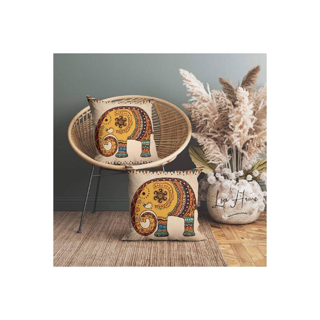Dwustronny zestaw dekoracyjny 2 poszewek na poduszki we wzór słonia