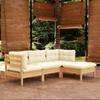 Vidaxl 4-Cz. Set da Giardino, Cuscini Crema, Pino