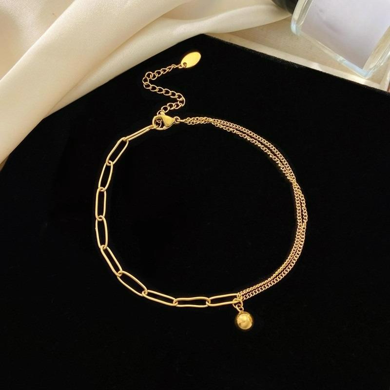 Gold color bead anklet women's light luxury niche design foot chain anklet jewelry